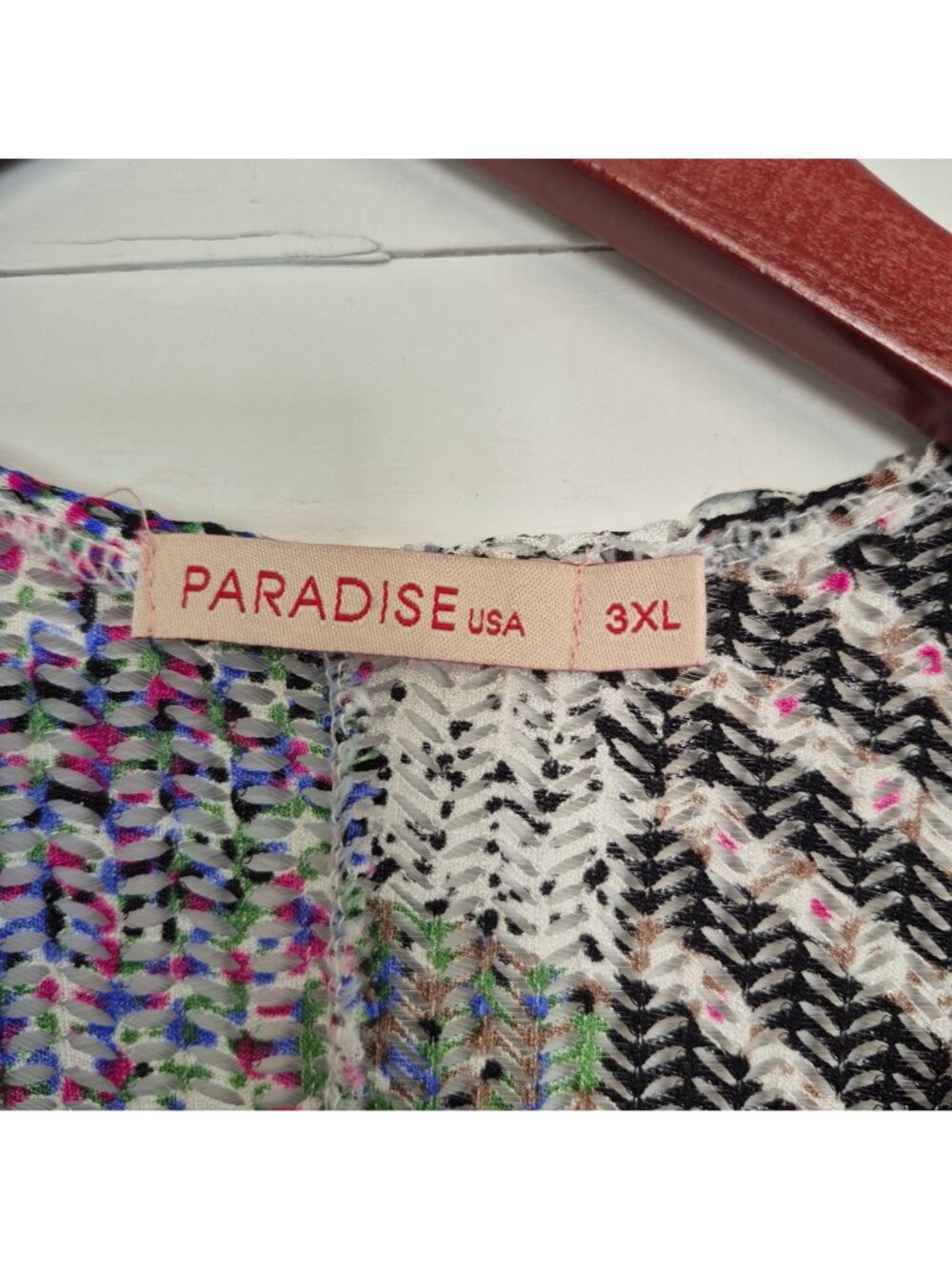 Paradise USA Colorful Boho Sleeveless Cover-up With Wooden Accent 3XL - Picture 3 of 8